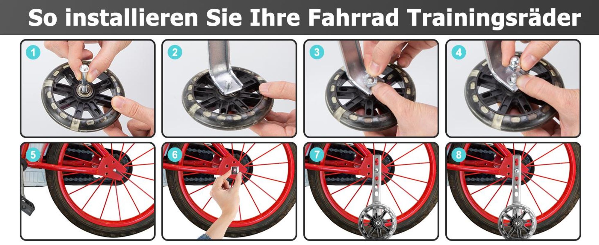 Universal Stützräder, Fahrrad Stützräder, 1 Paar Hilfsräder, Kinder Stützräder, Kinderfahrrad Stützräder für 12 14 16 18 20 Zoll Kind erfahrrad