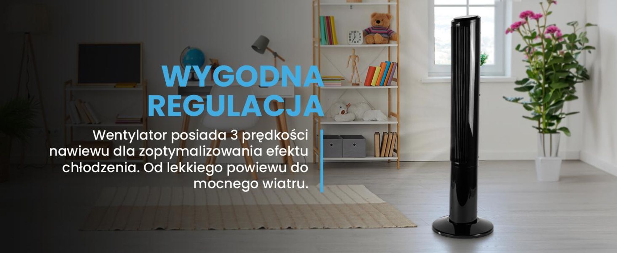 Wentylator kolumnowy z jonizacją ze zdalnym sterowaniem