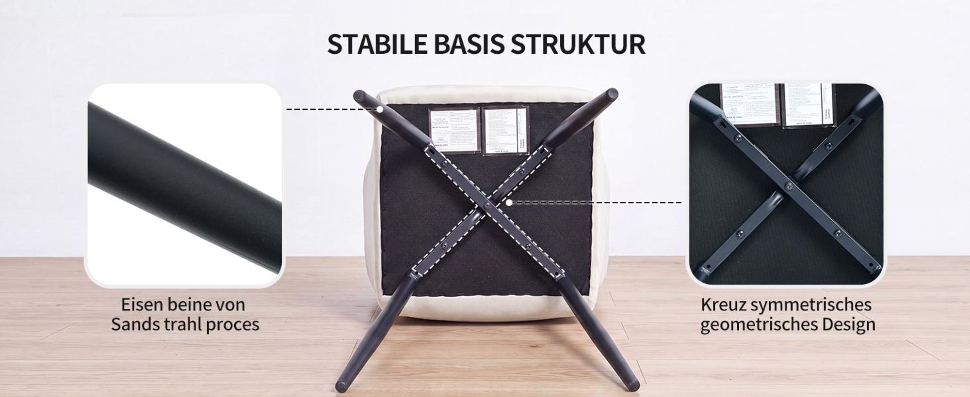 Duhome Esszimmerstühle 2er Set Küchenstuhl Wohnzimmerstuhl Polsterstuhl mit Metallbeine Samt Stuhl, Beige