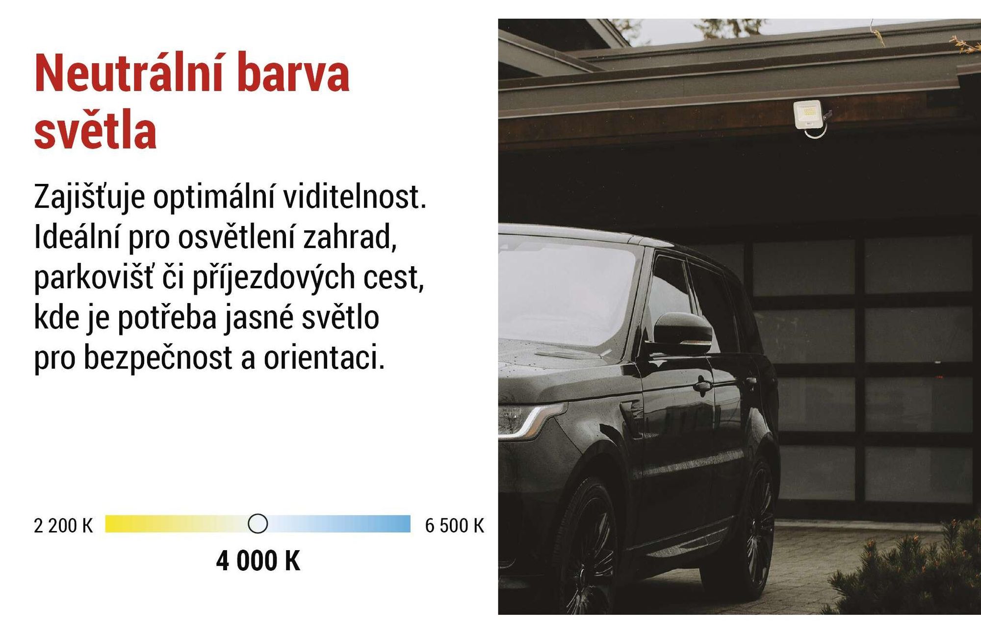 EMOS LED hliníkový reflektor GLARO 20W, IP65 vodotěsný pro venkovní prostory, 2000lm, neutrální bílá 4000K, 20cm gumový kabel, bílý, ZS2224W