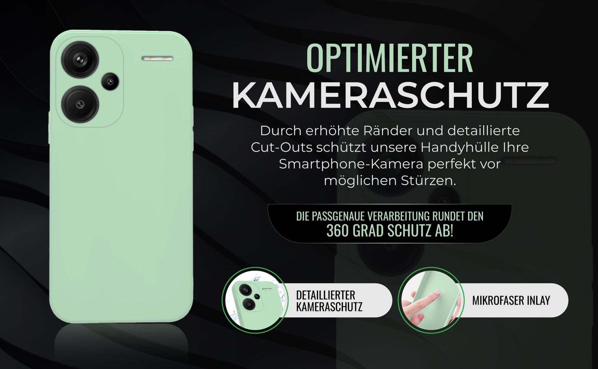 Handyhülle in Türkis für Xiaomi Redmi Note 13 Pro+ 5G in detailliertem Kamera Cutout
