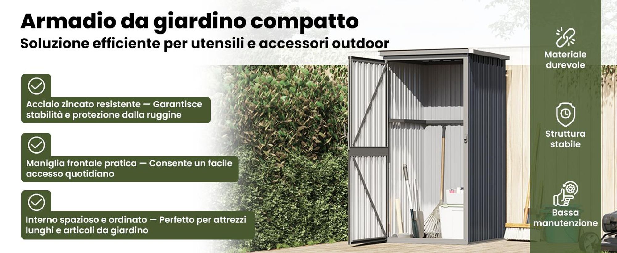vidaXL Capanno per attrezzi antracite 88x89x161 cm Acciaio zincato