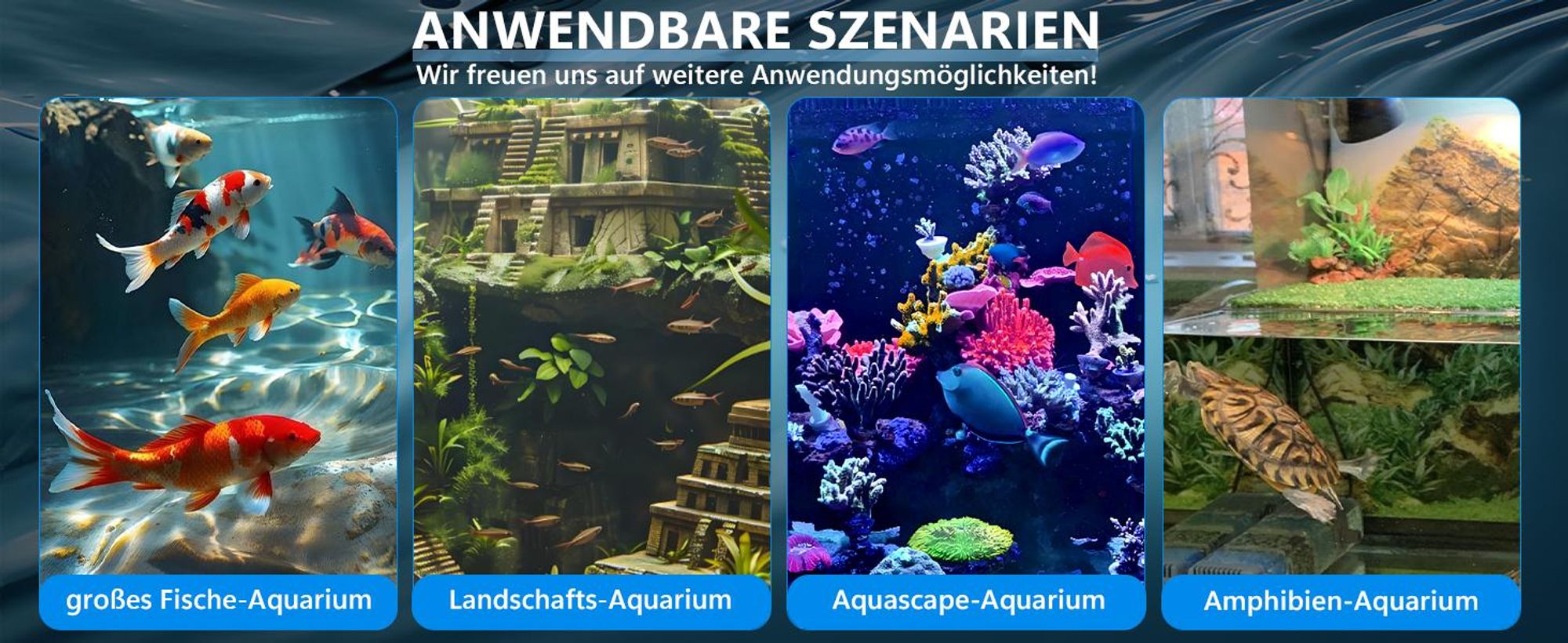 4 IN 1 Aquarium Filter 800L/H mit UVC Klärer Aquarium Innenfilter 12W U-V filterpumpe Aquariumfilter für 150-300L für Süß Salzwasser Aquarien