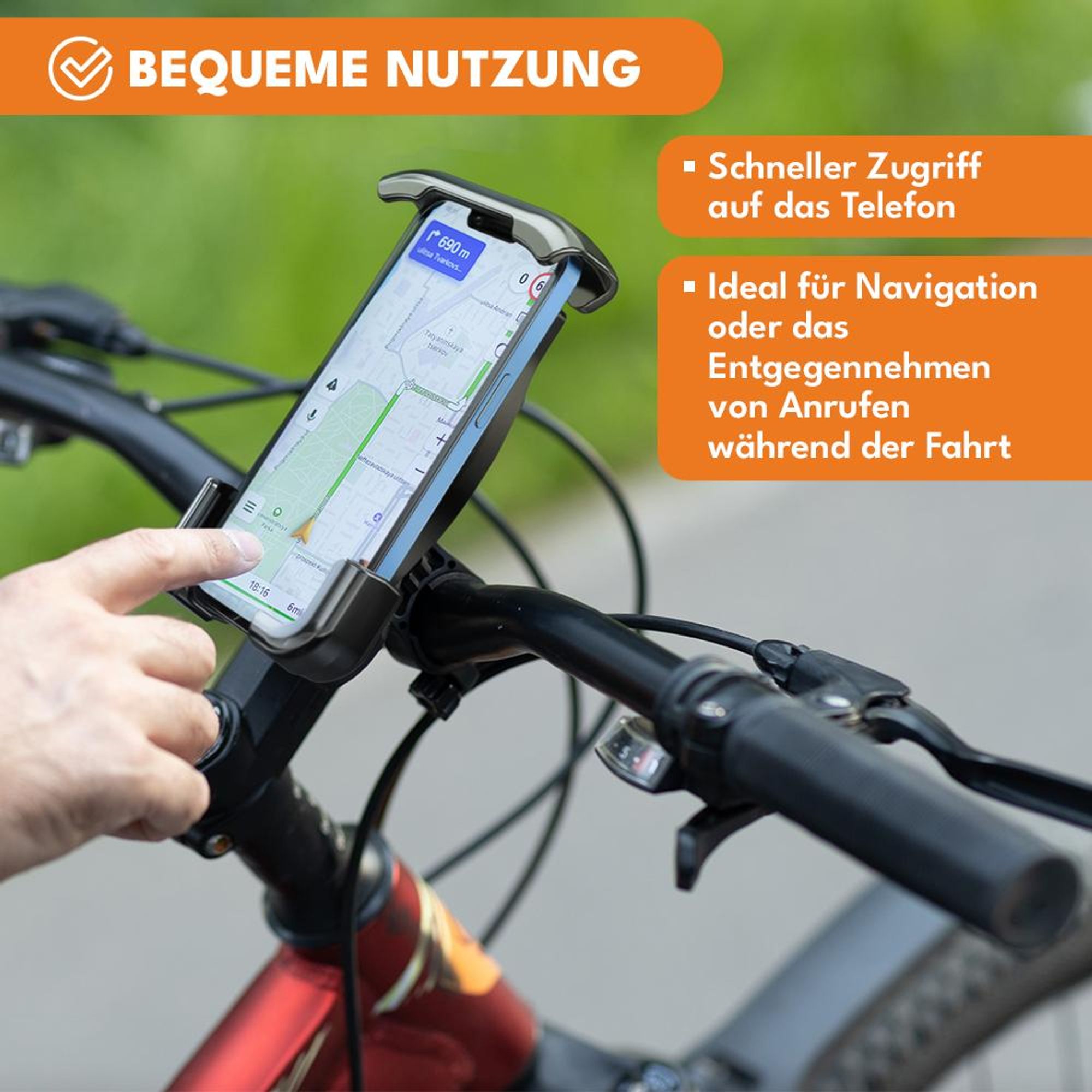 KRUMAD Handyhalterung Fahrrad, Universal für Smartphones 5,5–6,9 Zoll, Mit Neigungswinkel-Verstellung, Sicherer Halt, Für Fahrrad und Motorrad