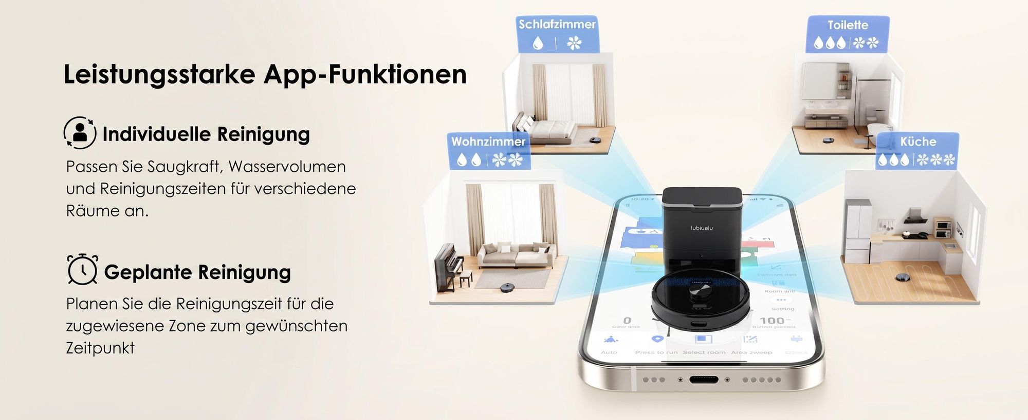 Lubluelu SL60 MAX+ Saugroboter mit Wischfunktion, automatische Absaugstation 2,5L, Laser Navigation, App Steuerung, Saugroboter für Tierhaare 120 Min