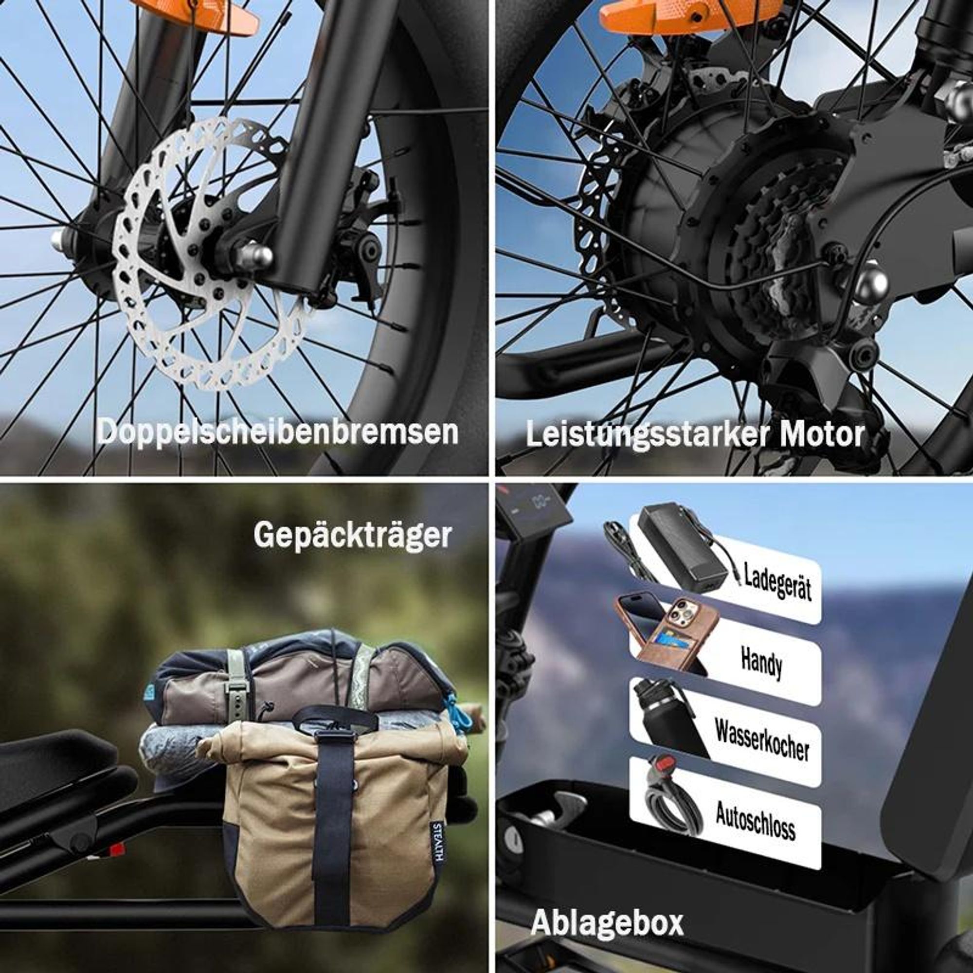 URLIFE T2 Elektrisches Fahrrad - Motor250W Batterie 48V 15.6Ah mit Scheibenbremse Trittunterstützung - Schwarz