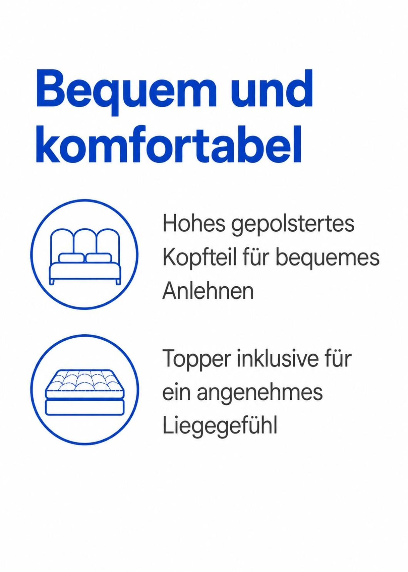 ROYAL: gepolstertes Kopfteil zum Anlehnen und Topper für angenehmen Liegekomfort
