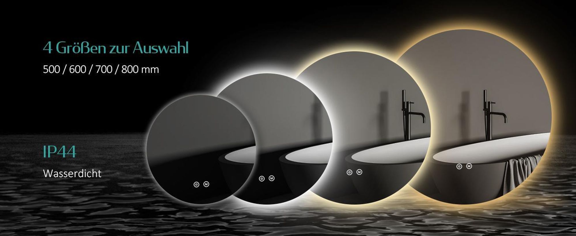 EMKE LED Badspiegel 50 cm Rund Spiegel Badezimmerspiegel mit Beleuchtung 3 Lichtfarbe 3000-6500K Kaltweiß Neutral Warmweiß Dimmbar Lichtspiegel