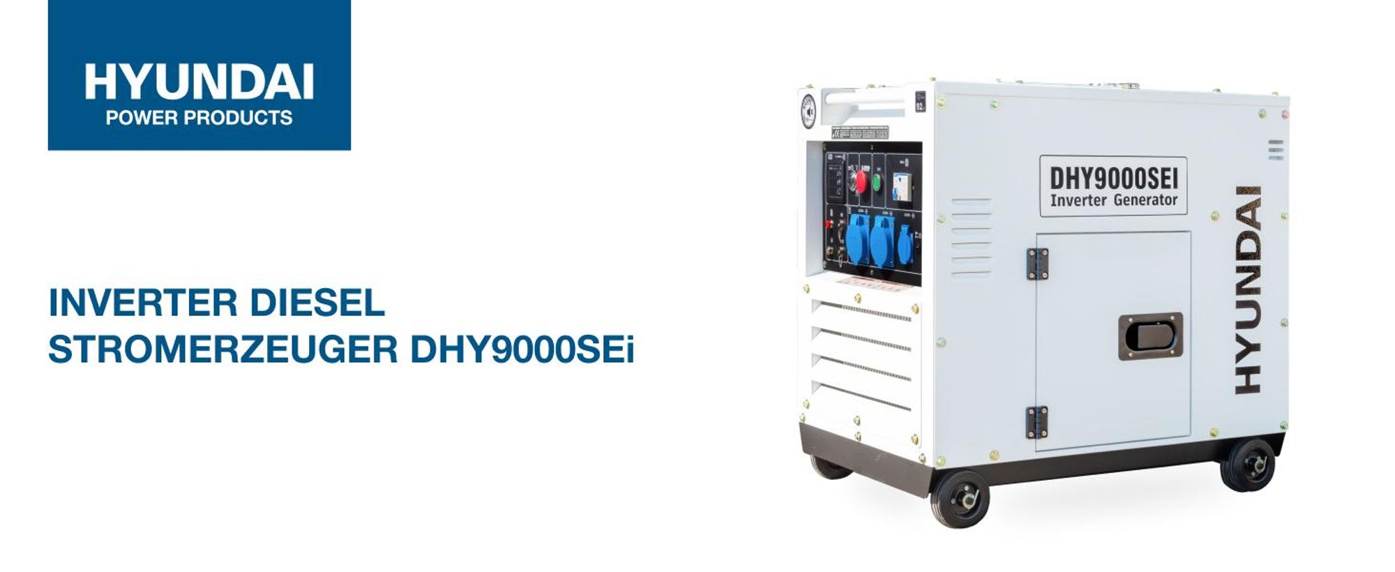HYUNDAI Diesel Inverter Generator DHY9000SEi – 6,5 kW Stromerzeuger mit E-START, ATS-Anschluss, SINUS-Strom – Diesel Notstromaggregat für Baustelle & Werkstatt