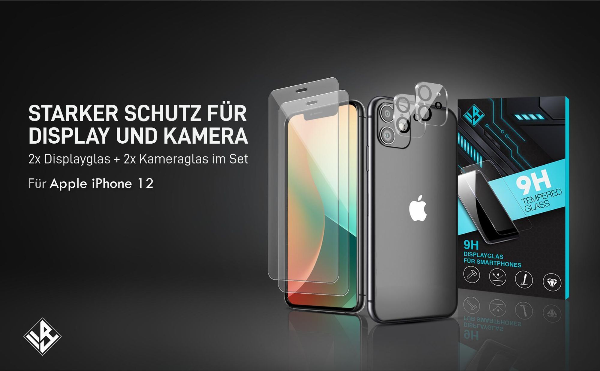 2er Set Kamera & Displayschutzglas für Apple iPhone 12 in 9H Härte
