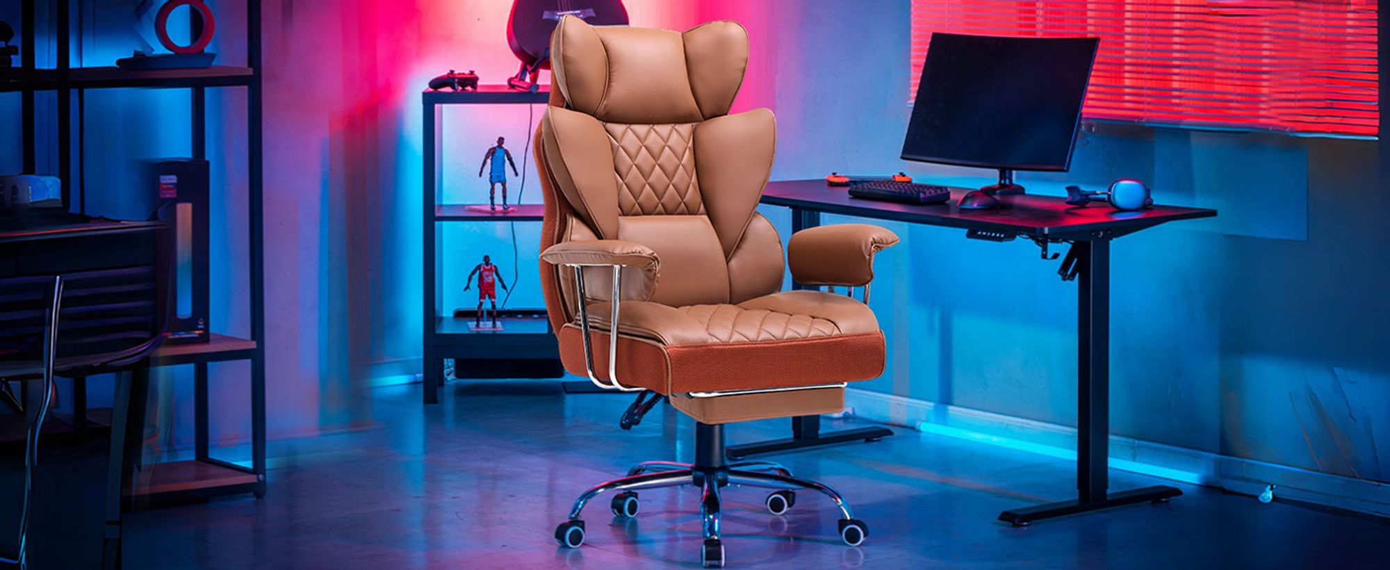 GTPLAYER Gaming Stuhl, Gamer Stuhl, Ergonomischer Bürostuhl mit Fußstütze verstellbare Lenden und Kopfkissen, Gaming Chair Gepolstert, Gaming Sessel
