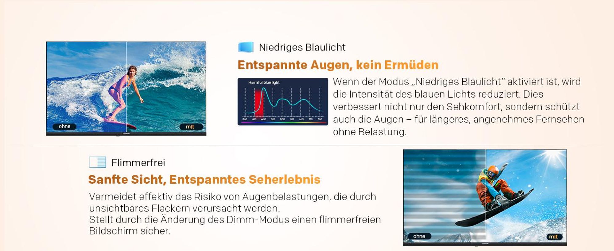 coocaa 40 Zoll (100cm) QLED FHD Smart TV – Google TV, HDR10, Dolby Audio, Bluetooth 5.1, EyeCare & Google Cast, Ideal für WM 2026 & Schlafzimmer