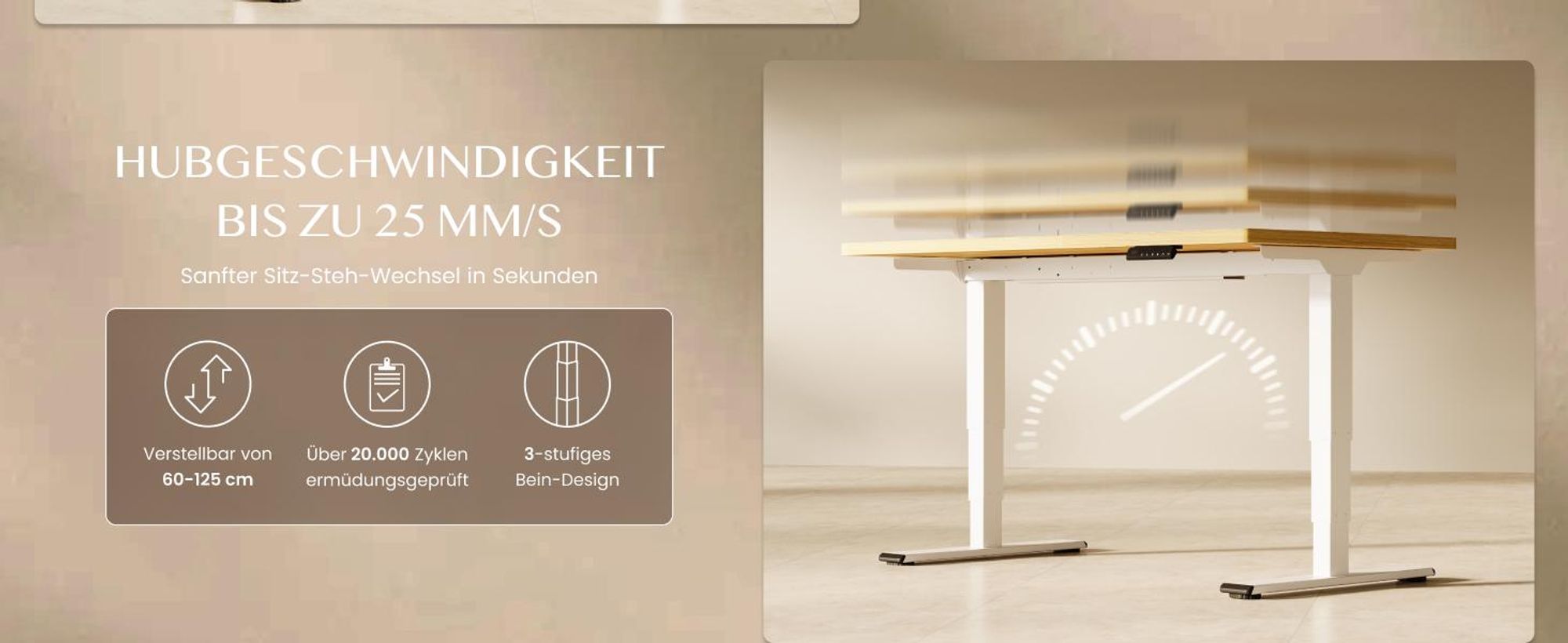 FlexiSpot höhenverstellbarer Schreibtisch elektrisch 120x80cm mit Dualmotor, 25MM einteiliger Tischplatte&3-fach Teleskop EC5 LITE (Weiß)