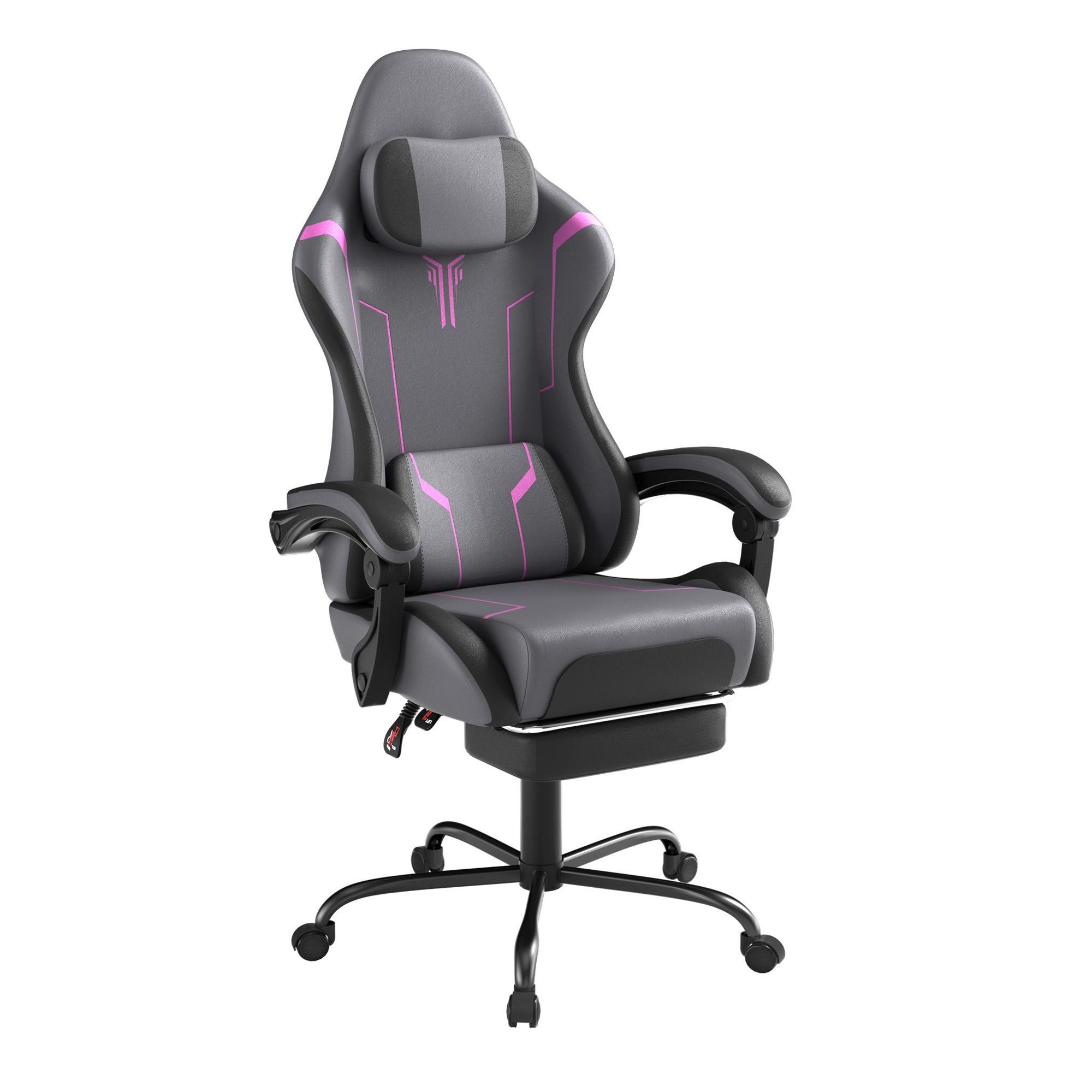 ROSEJANE Ergonomischer Gaming Stuhl mit Massagefunktion & Fußstütze, Verstellbare Rückenlehne 90°-135°, Gaming Sessel mit Kopf- und Lendenkissen, Schwarz Weiß