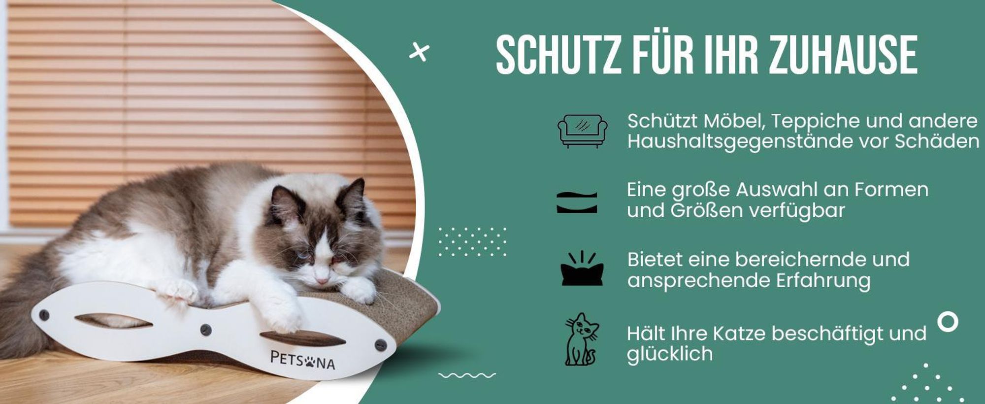 Petsona Kratzbrett Für Katzen Natürlicher Katzenkratzer Spielplatz Kratzpappe & Kratzteppich Für Katze Katzenspielzeug Selbstbeschäftigung, Natürlich