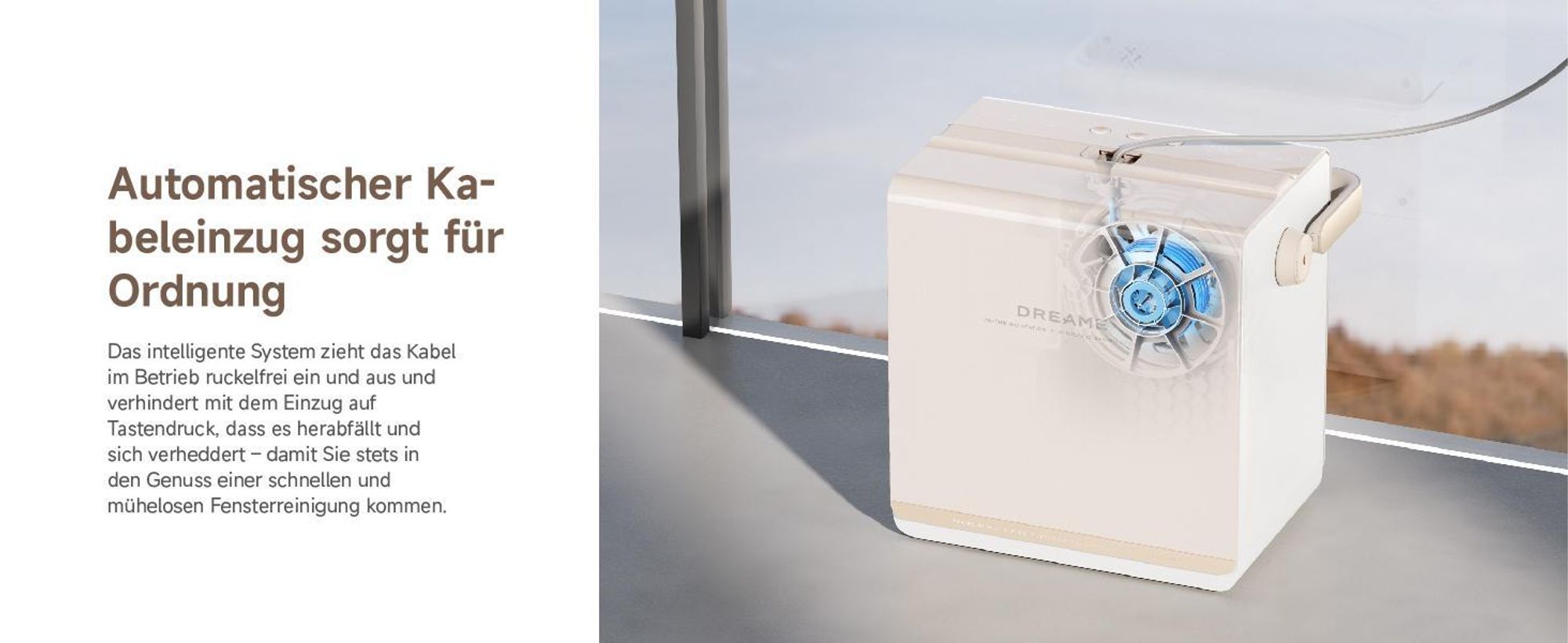Dreame C1 Station Fensterputzroboter,5500Pa Saugkraft,Stabil und sicher,Nass-und Trockenreinigung,Dual-Spray,CornerClean,Intelligente Navigation,Creme