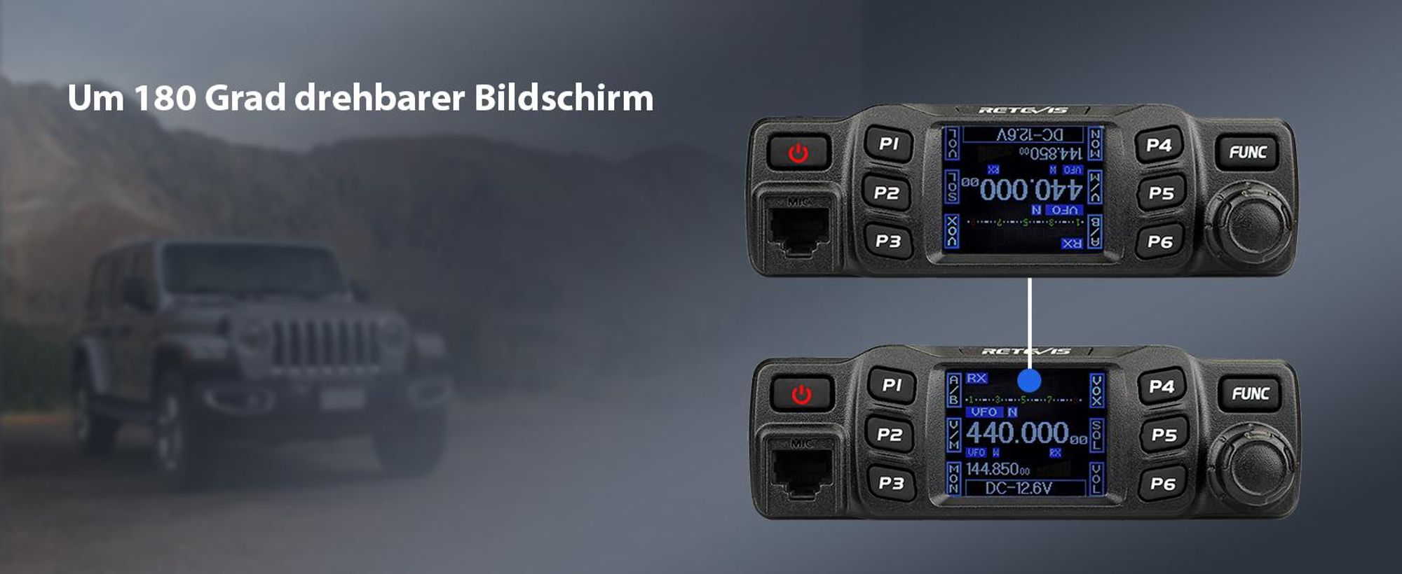 Retevis RT95 Mini Mobilgerät Dualband Amateurfunk, Ham Radio 200 Kanäle, Chirp, 5W/15W/25W DTMF 5Tone, Funkgerät Auto-Transceiver (Schwarz)