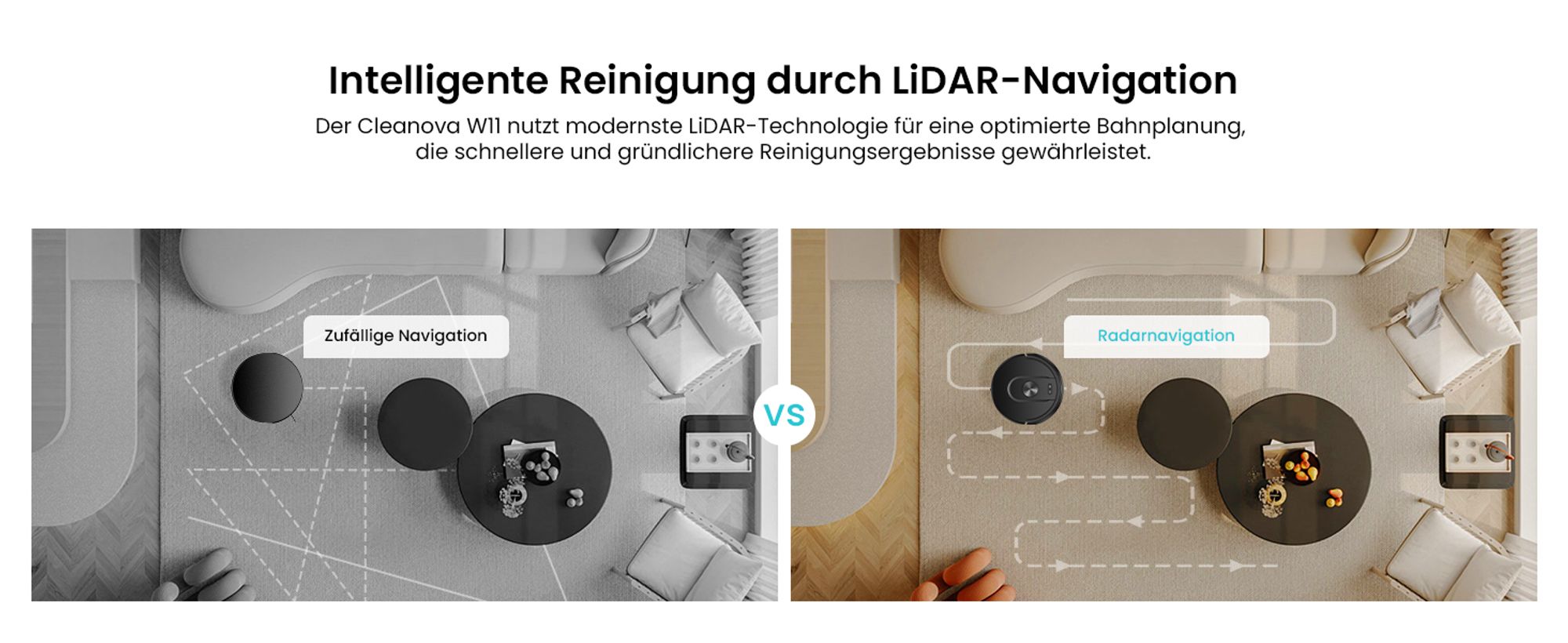 3-in-1 Fegen Saugen Moppen Vactidy W11 3-in-1 Staubsauger Roboter Saugroboter LiDAR Navigation