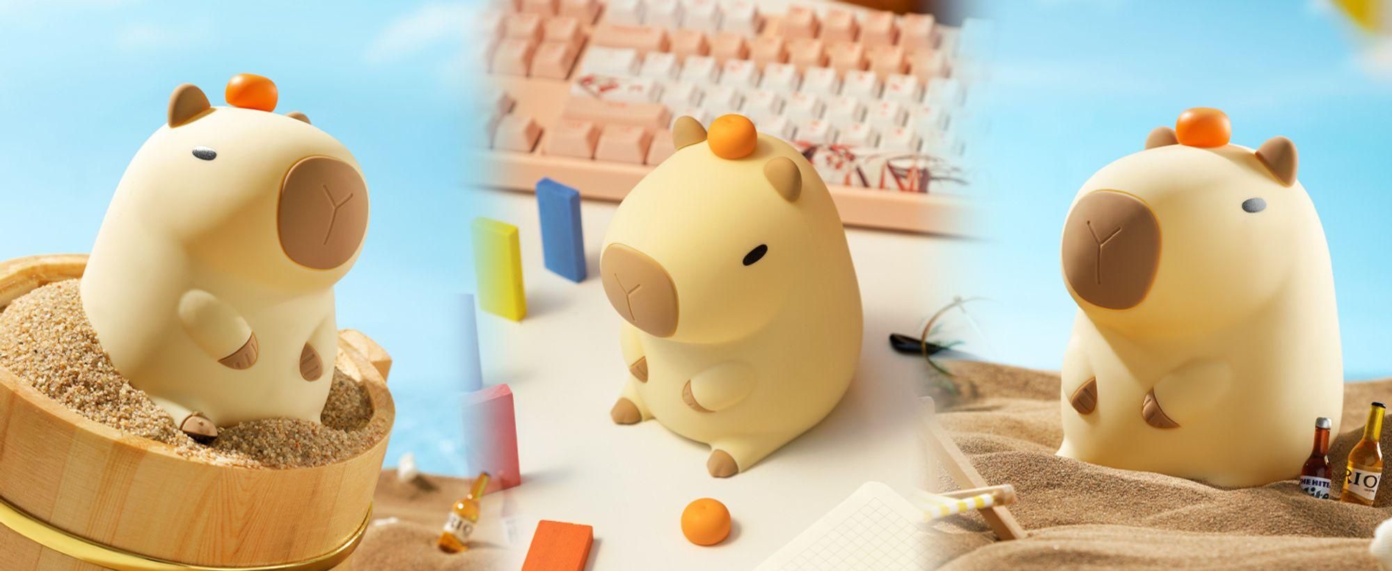 LED Nachtlicht Kinder, Kawaii Capybara Lampe, 2 Dimmstufen, Touch Timing, USB Wiederaufladbare Nachtlicht aus Silikon, Nachttischlampe, Stilllicht