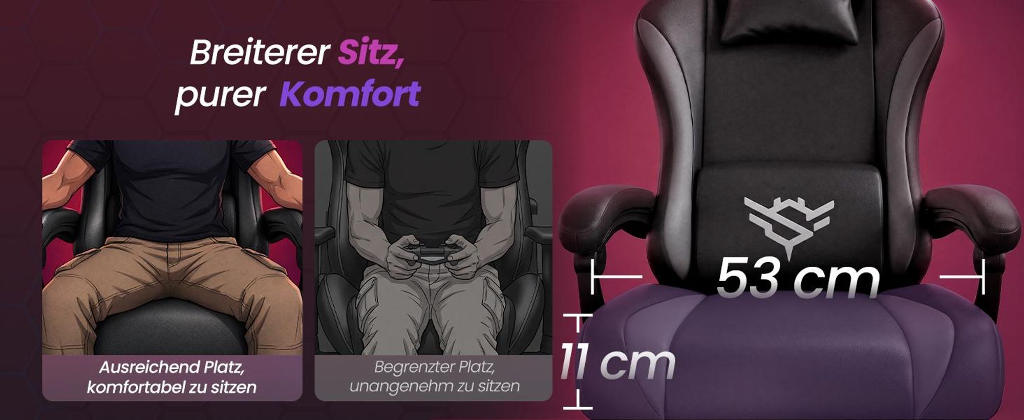 SONGMICS Gaming Stuhl, Ergonomischer Bürostuhl aus Kunstleder, mit Fußstütze und Lendenkissen, 135° Neigung, 70 x 70 x 120-130 cm, Schwarz