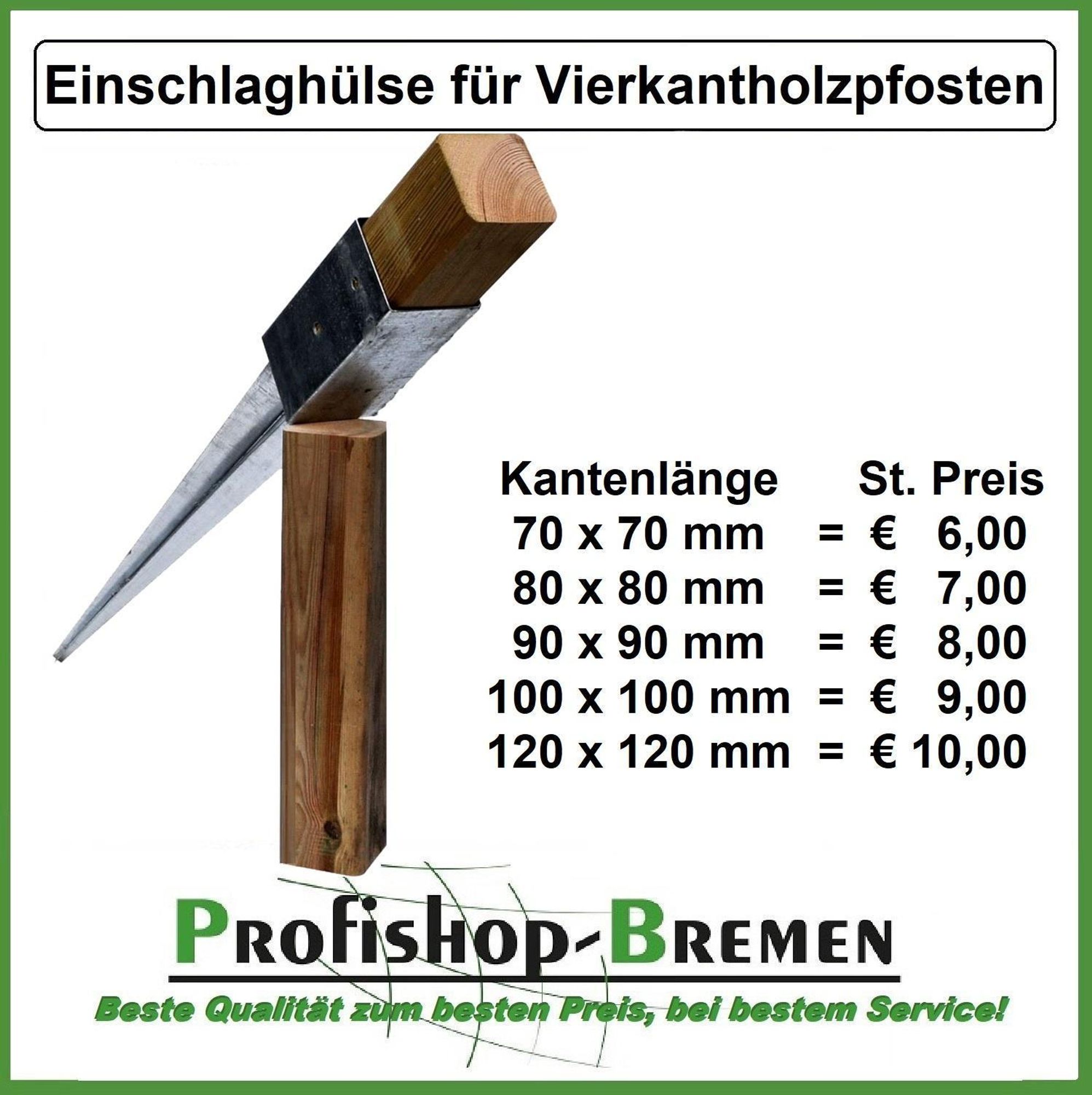 Einschlaghülse 91x91 mm Bodenhülse für Holzpfosten 9x9 cm Länge: 750 mm feuerverzinkt