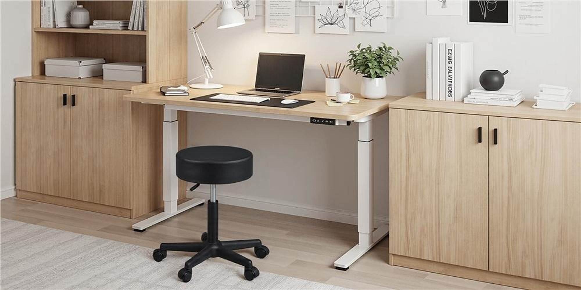 Yaheetech Rollhocker Drehhocker, höhenverstellbarer Arbeitshocker, Drehstuhl mit Rollen, Praxishocker Kosmetikhocker, bis 150 kg, Schwarz