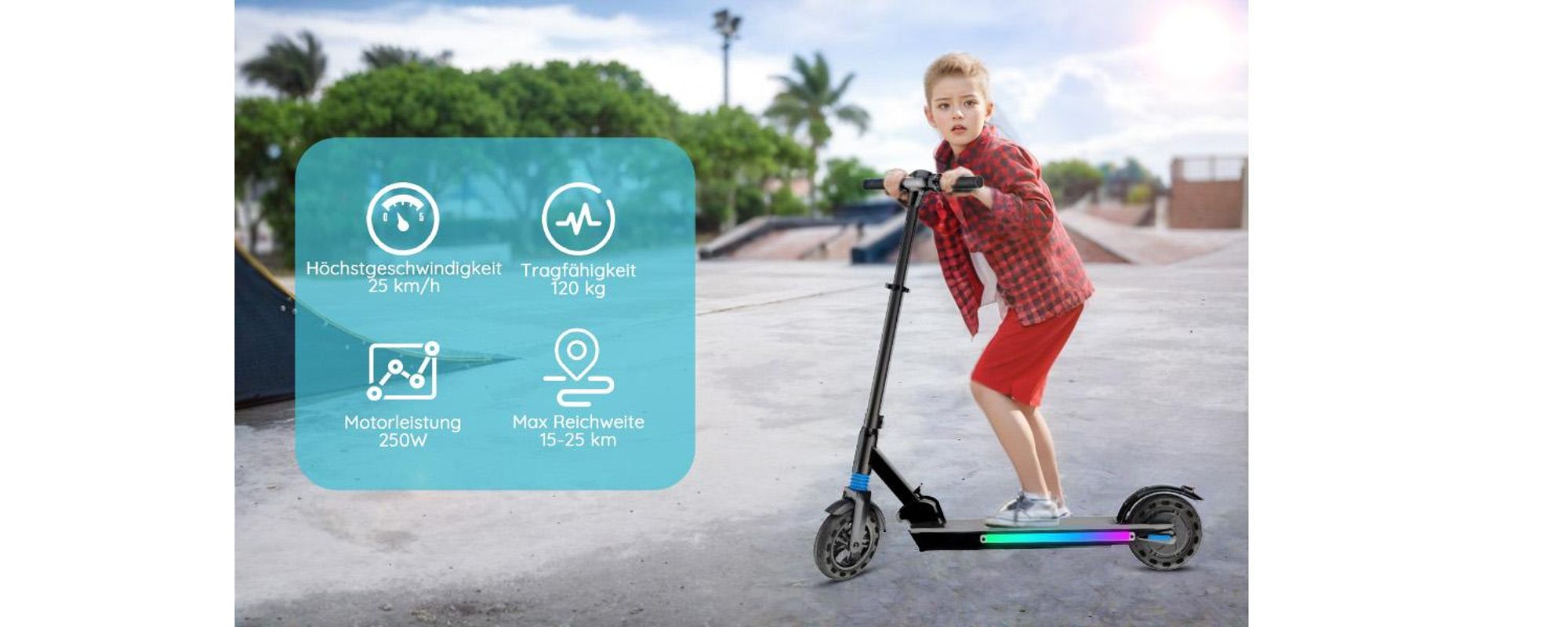 Elektroscooter 8 Zoll Kinder und Jugendliche 12-16 Jahren Klappbar Elektroroller mit APP LCD-Anzeige 20 km/h 250W Motor E-Scooter Schwarz