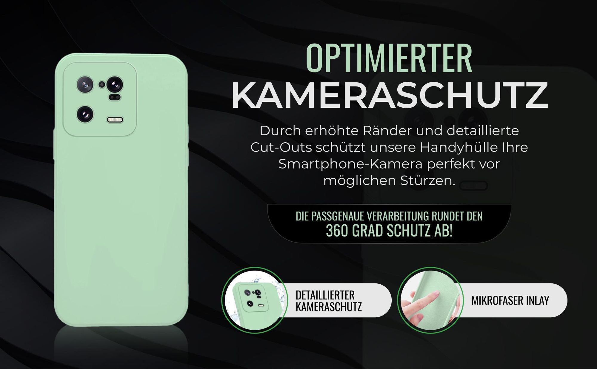 Handyhülle in Türkis für Xiaomi 13 Pro 5G in detailliertem Kamera Cutout
