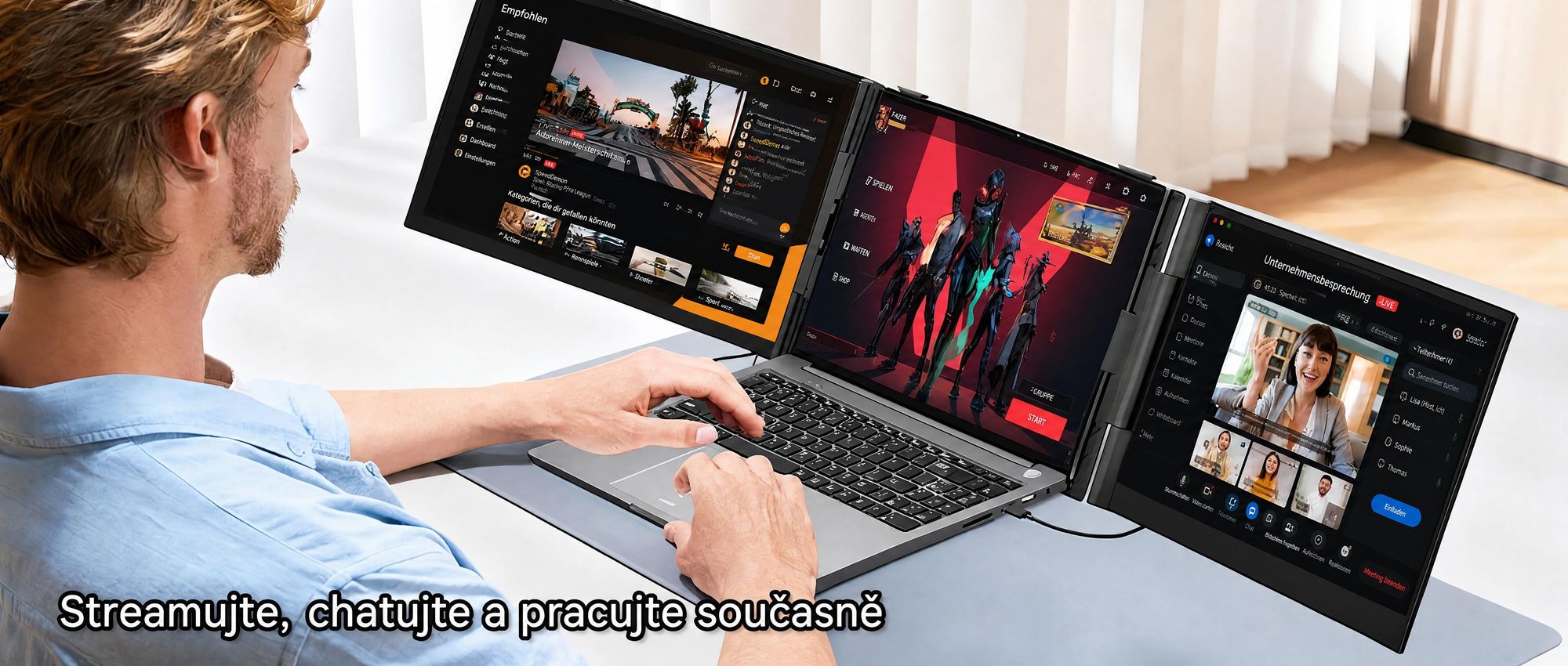 Blackview přenosný monitor DCM6 14", monitor pro notebooky s dvěma obrazovkami, ultratenký, FHD, pro notebooky 13,3"–17,3", otočný o 180°, pro Windows/Mac/Android
