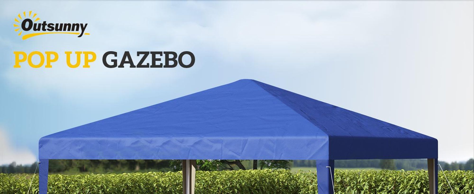 Outsunny Pavillon ca. 3x3m, wasserabweisend Stabil Winterfest Pop-up Faltpavillon, UV Schutz, Faltbar Partyzelt Gartenzelt mit Tasche, Gartenpavillon für Camping Garten, Blau