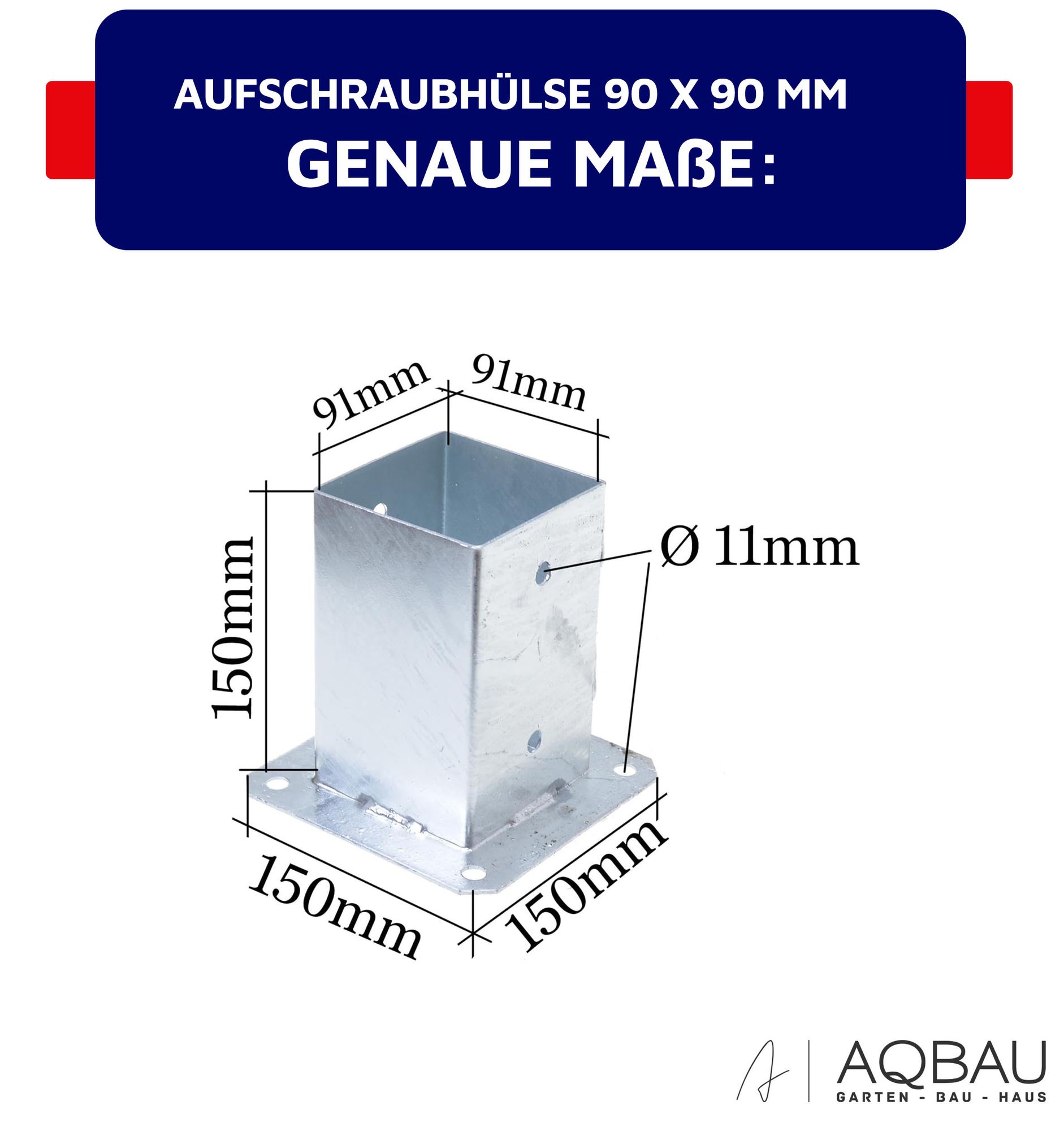 Aqbau® Aufschraubhülse 90x90 mm