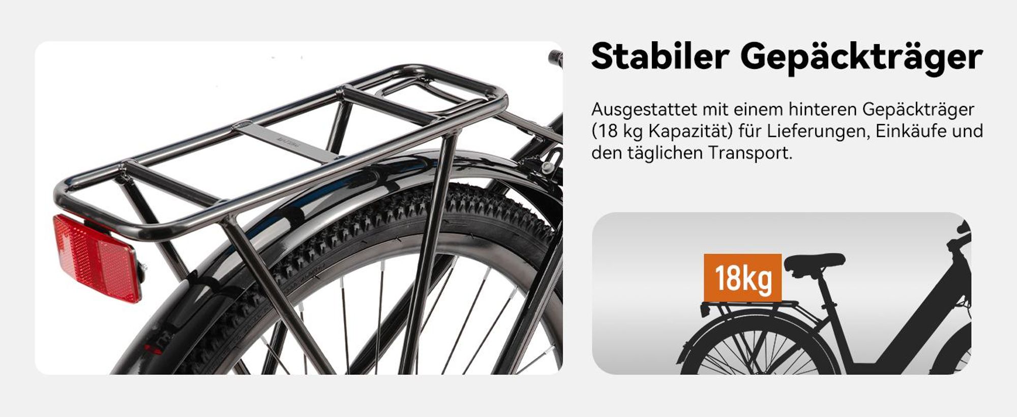 Hiland 26 Zoll-E-Mountainbike, 250W, 7 Gänge, mechanische Scheibenbremse, mit 10,4-Ah-Akku im Rahmen, Schutzblechen und Gepäckträger für Erwachsene