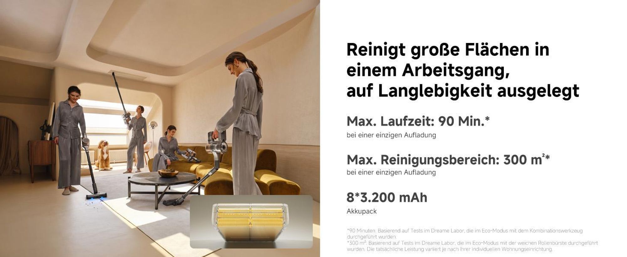 Dreame R30 Akku-Stabstaubsauger,22KPa Saugleistung,190AW Saugleistung,90 Min, Seitenbürste,Reinigung mehrerer Oberflächen,Anti-Tangle Handstaubsauger
