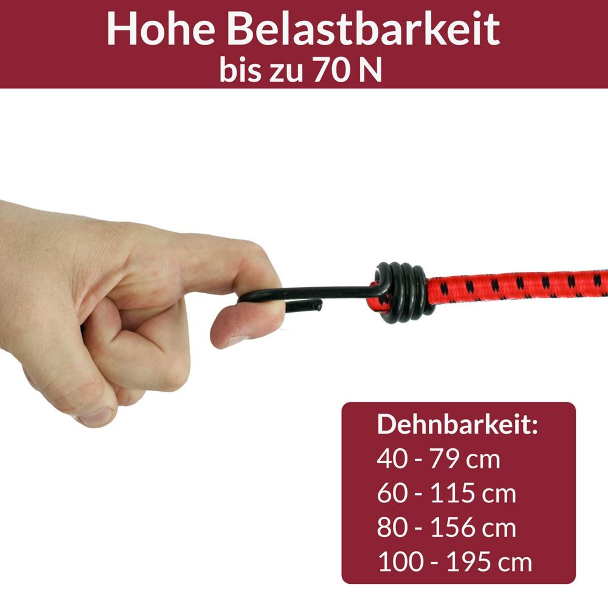 MONZANA 8x Spanngummi mit Haken Wetterfest 4 Längen bis 100cm