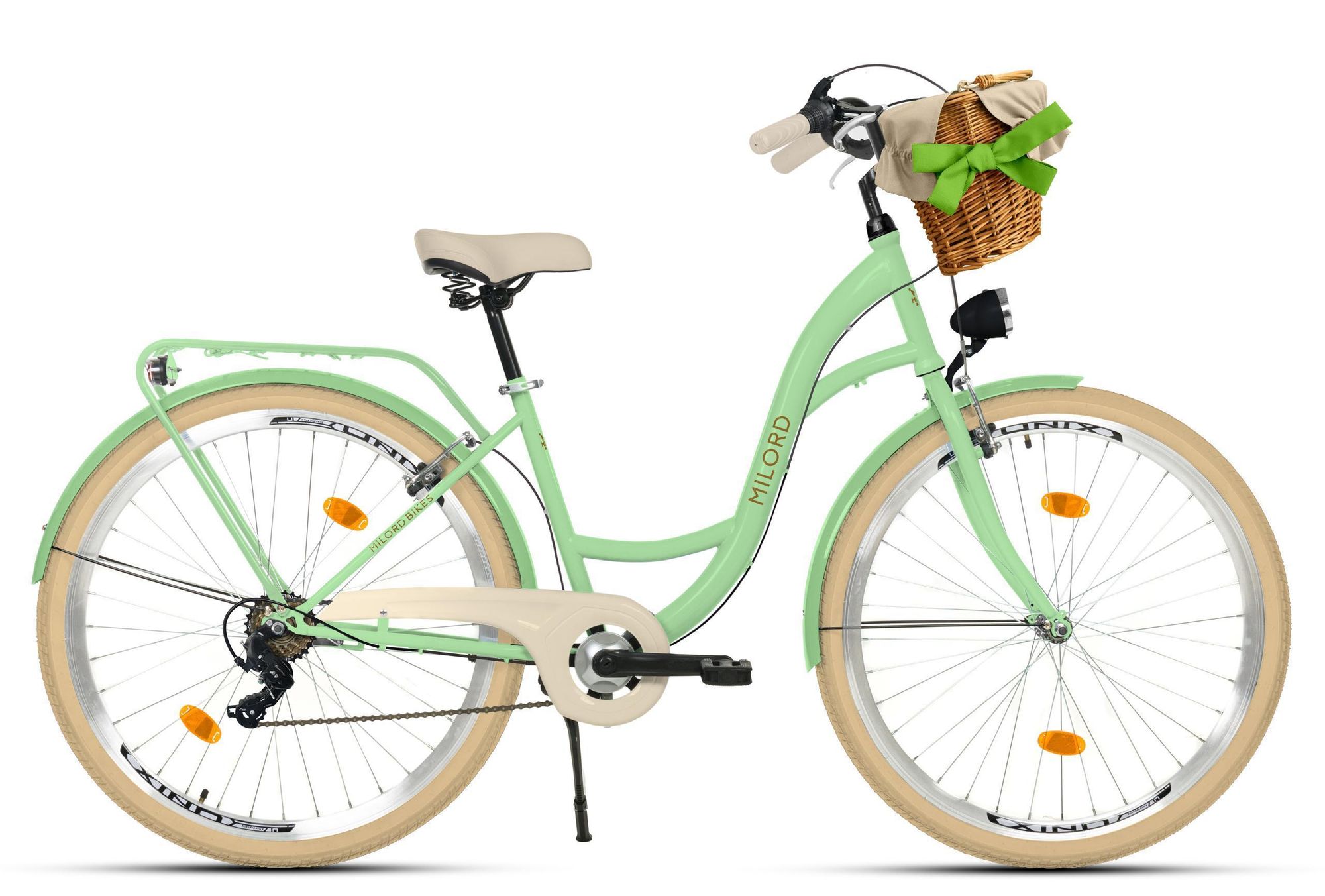 Milord Komfort Fahrrad Mit Weidenkorb Damenfahrrad, 26 Zoll, Braun, 7-Gang Shimano