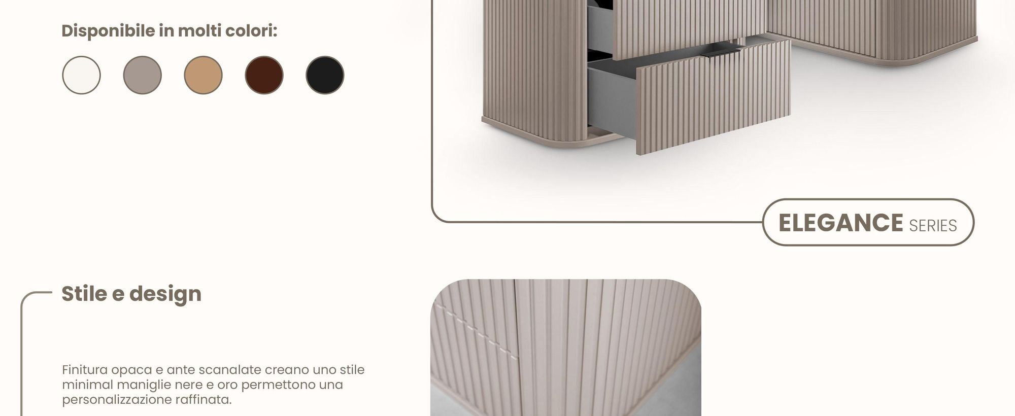 Mobile da bagno - 80 CM - Beige Mat - MDF - 2 cassetti