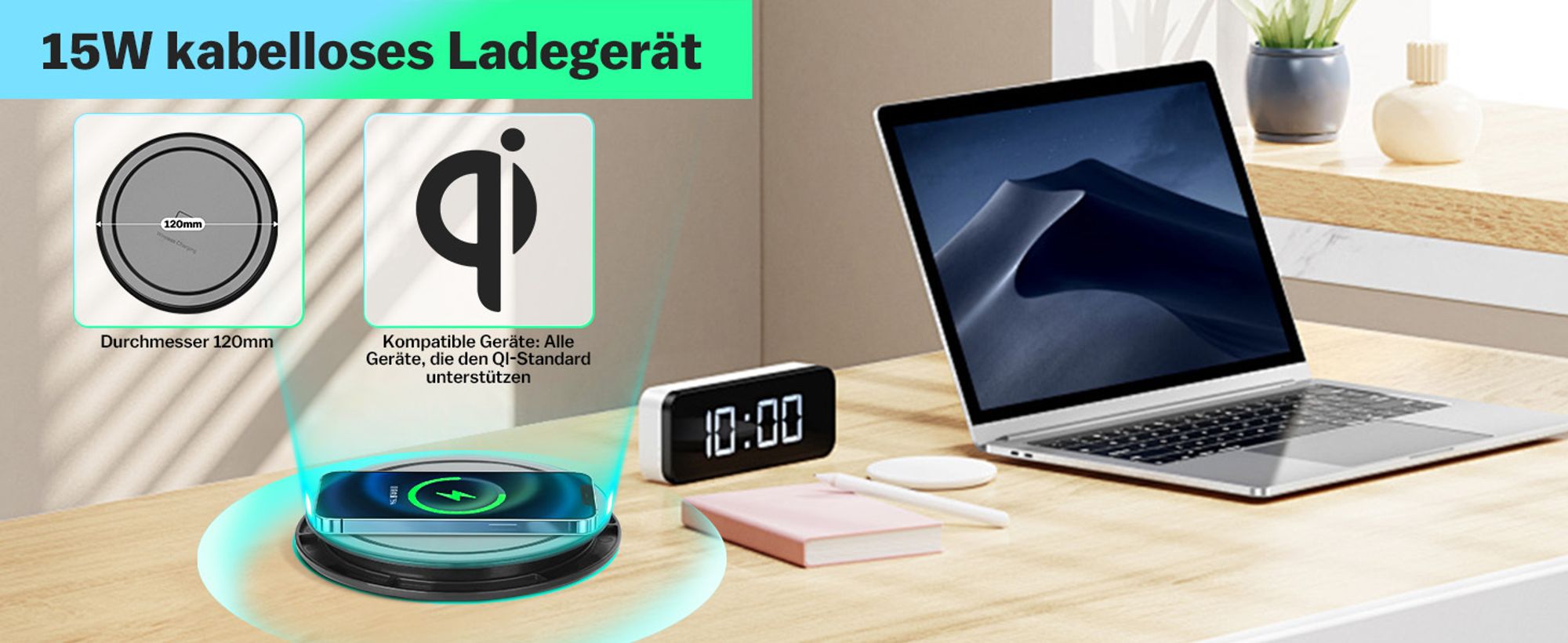 Mehrfachsteckdosen Versenkbare Steckdose 2USB A 3 Fach Tischsteckdose Steckdosenleiste mit 15W Kabellosem Ladegerät Einbausteckdose für Arbeitsplatte
