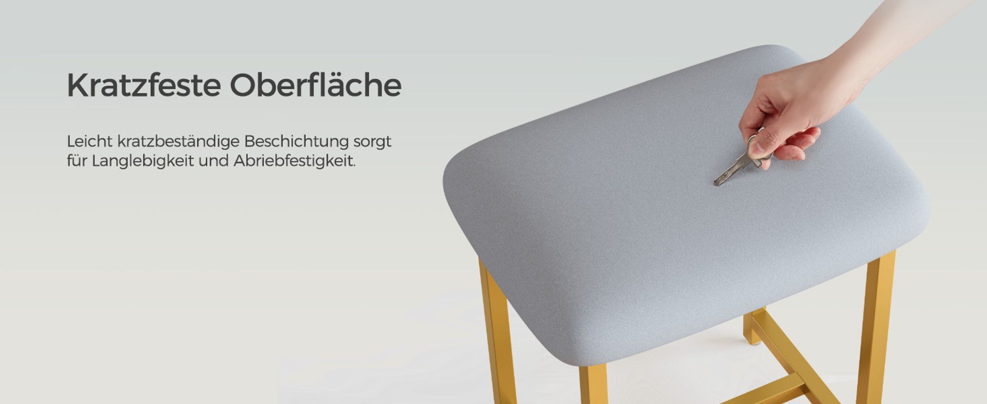 Mondeer Schminktisch-Hocker mit Metallrahmen & Technikstoff – Robust, Komfortabel, Platzsparend 41x31x44,5 cm