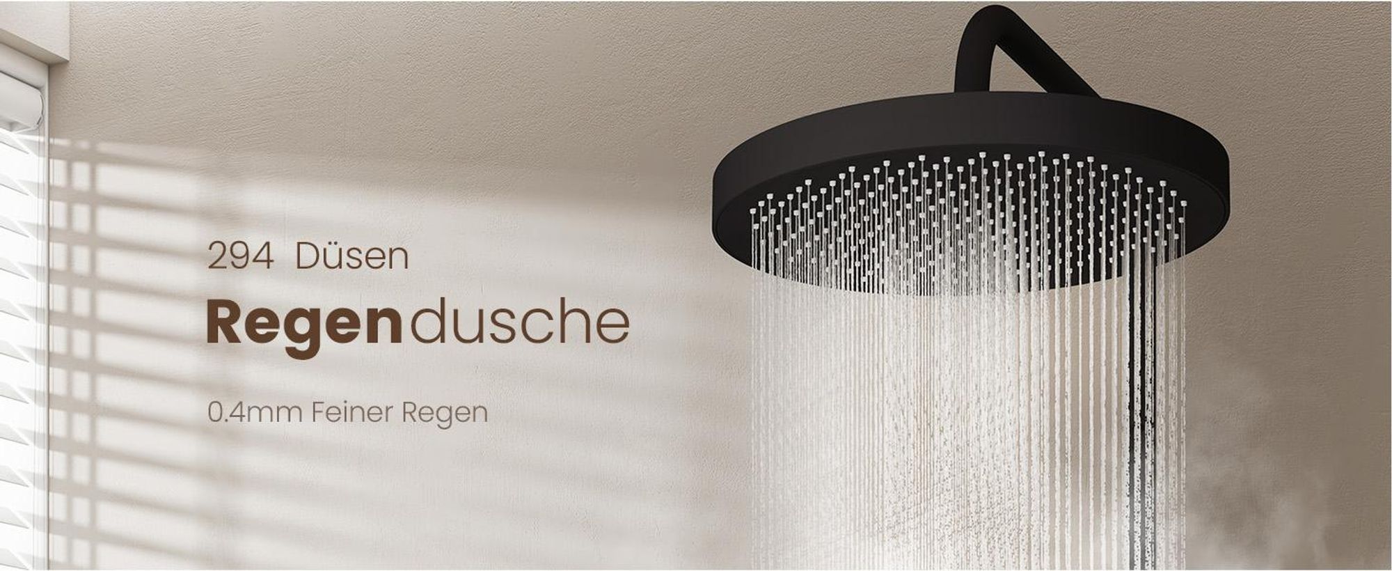 EMKE® Duschsystemmit Thermostat Rund Regendusche mit 40 cm Glasablage, Bad- & Duscharmaturen, Handbrause 3 Strahlarten + Unterer Auslauf Schwarz F22