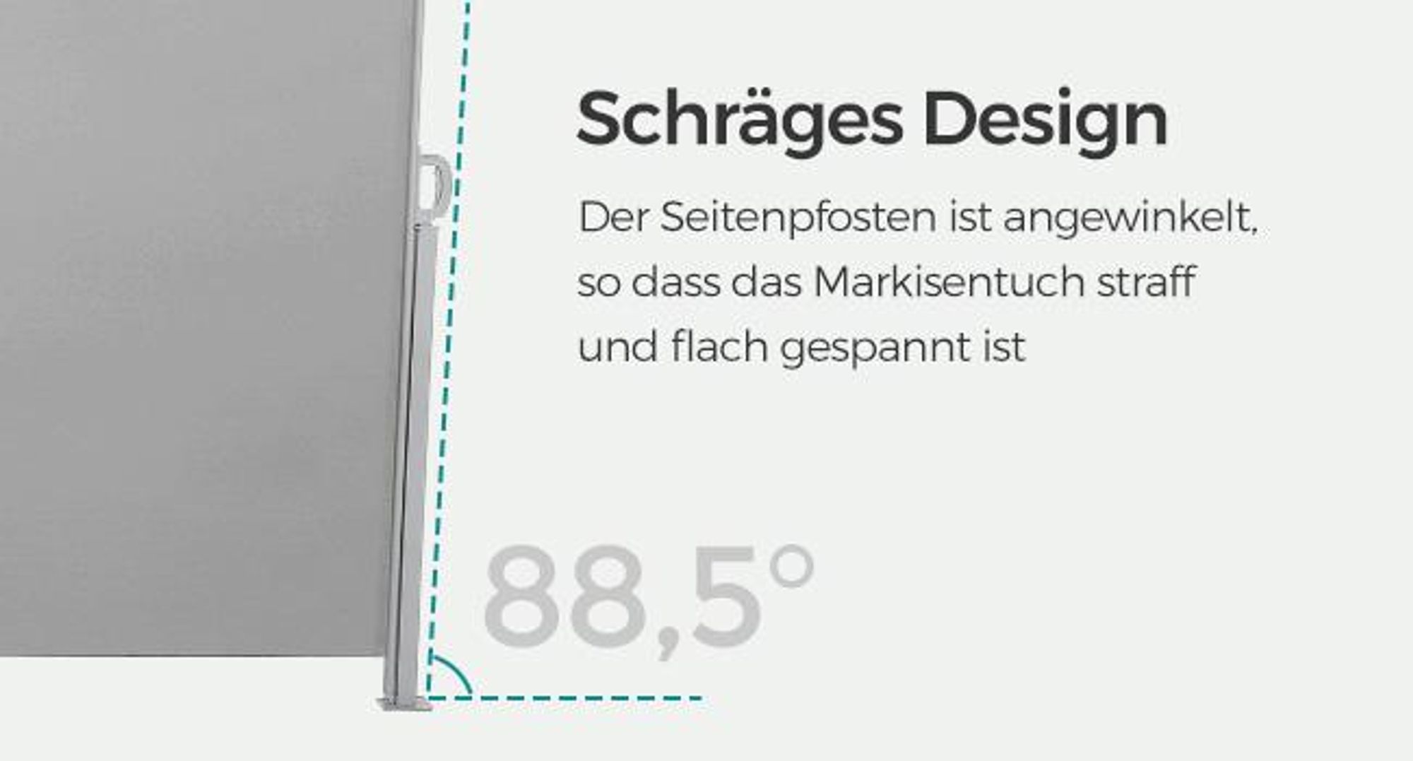 SONGMICS Seitenmarkise mit Stahl-Kasten, rostbeständig, ausziehbar, 140 x 300 cm, Sichtschutz, Sonnenschutz