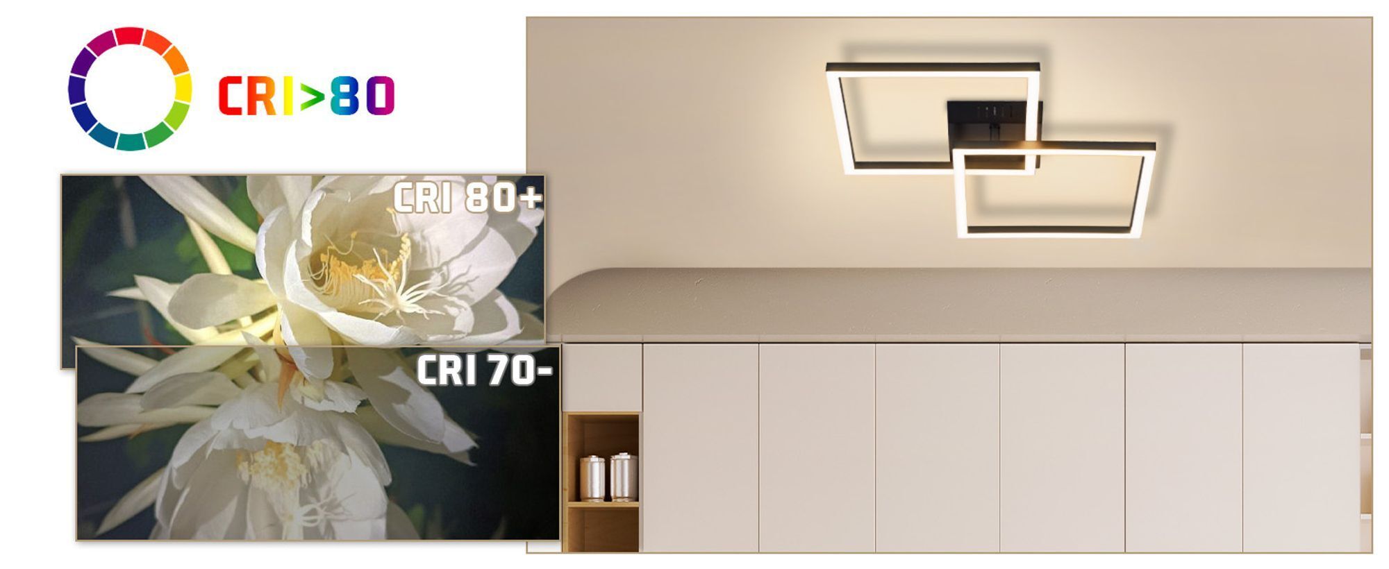 ZMH Deckenlampe LED Deckenleuchte Schlafzimmer 24W Wohnzimmerlampe Warmweiß Küchenlampe Modern Esszimmerlampe Schwarz Eckig Deckenleuchten
