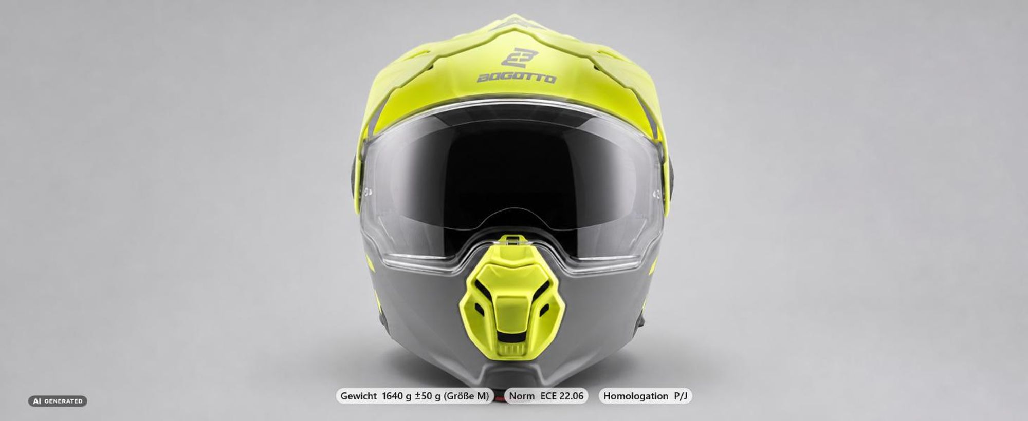 Bogotto FG-102 Duo Fiberglas Enduro Klapphelm, grün matt, M (57/58)