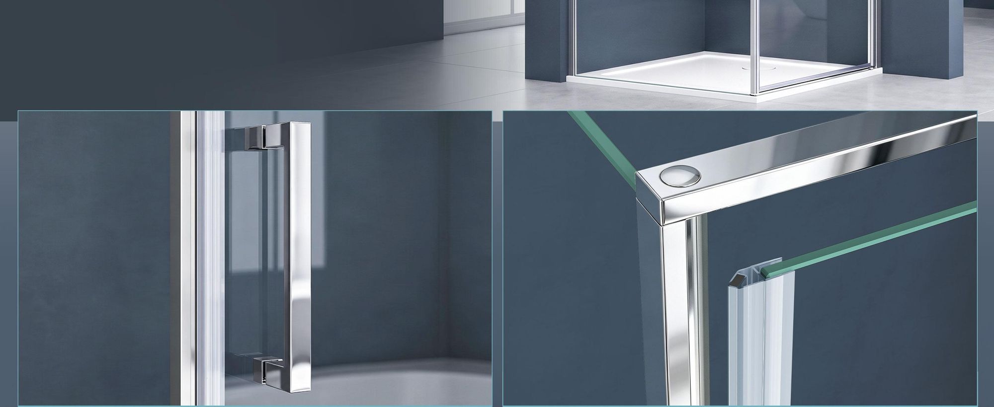 doporro Eck-Duschkabine 75x100x195cm Eckdusche mit Hebe- und Senkmechanismus ESG-Sicherheitsglas Klarglas inkl. Easy-Clean-Beschichtung Ravenna36K-Plus