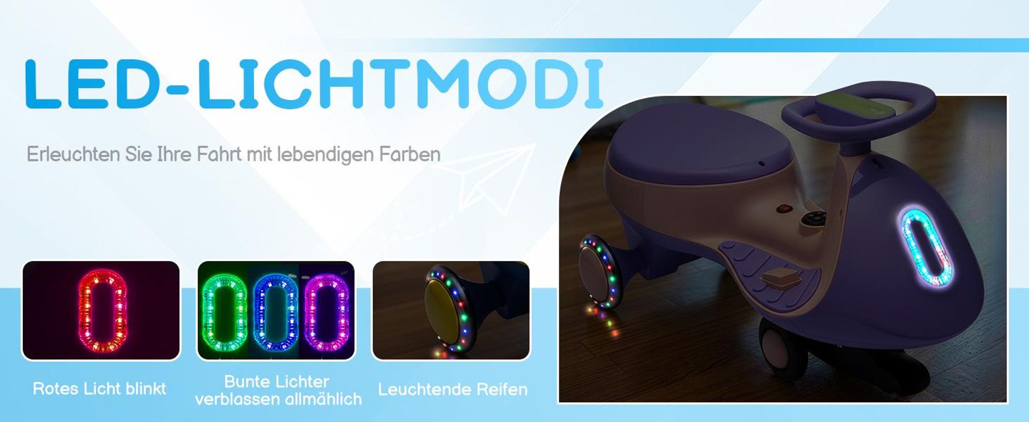 Kinder-Elektroauto 12V, Elektrisches Rutschauto mit Pedal, 2 Geschwindigkeiten und Kippschutz, Bluetooth, für Kinder ab 3 Jahren, Lila & Rosa