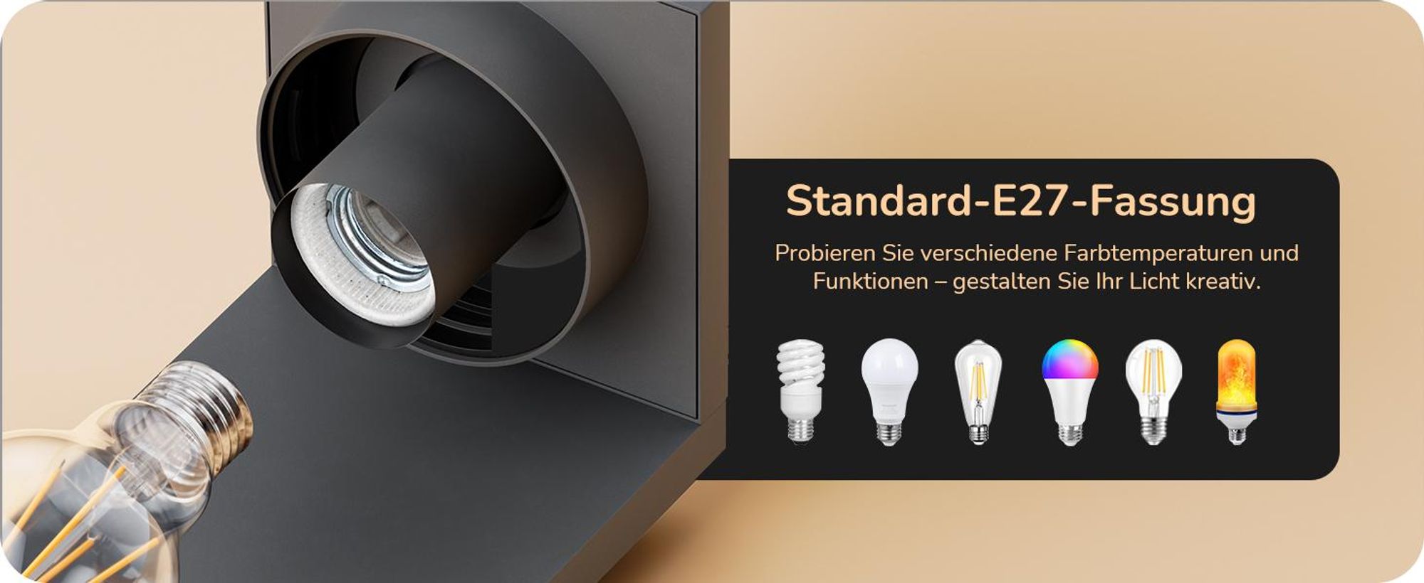 EDISHINE Wandleuchte Außen,Wandlampe E27 max. 15W, IP44 Außenleuchte, Anthrazit