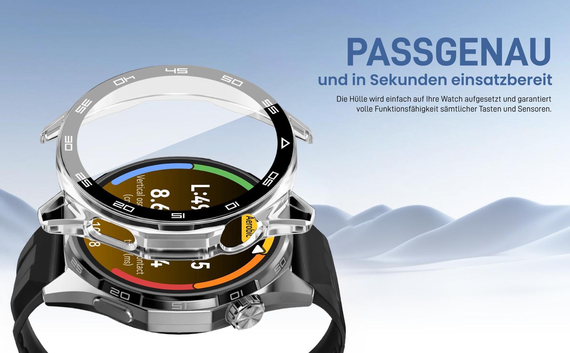 Silberne Smartwatch Hülle für Huawei Watch GT6 46 mm Gehäuse- und Displayschutz
