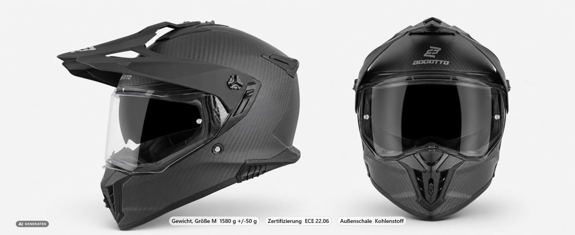 Bogotto FG-601 Carbon 6K Enduro-Helm, schwarz matt, L (59/60)