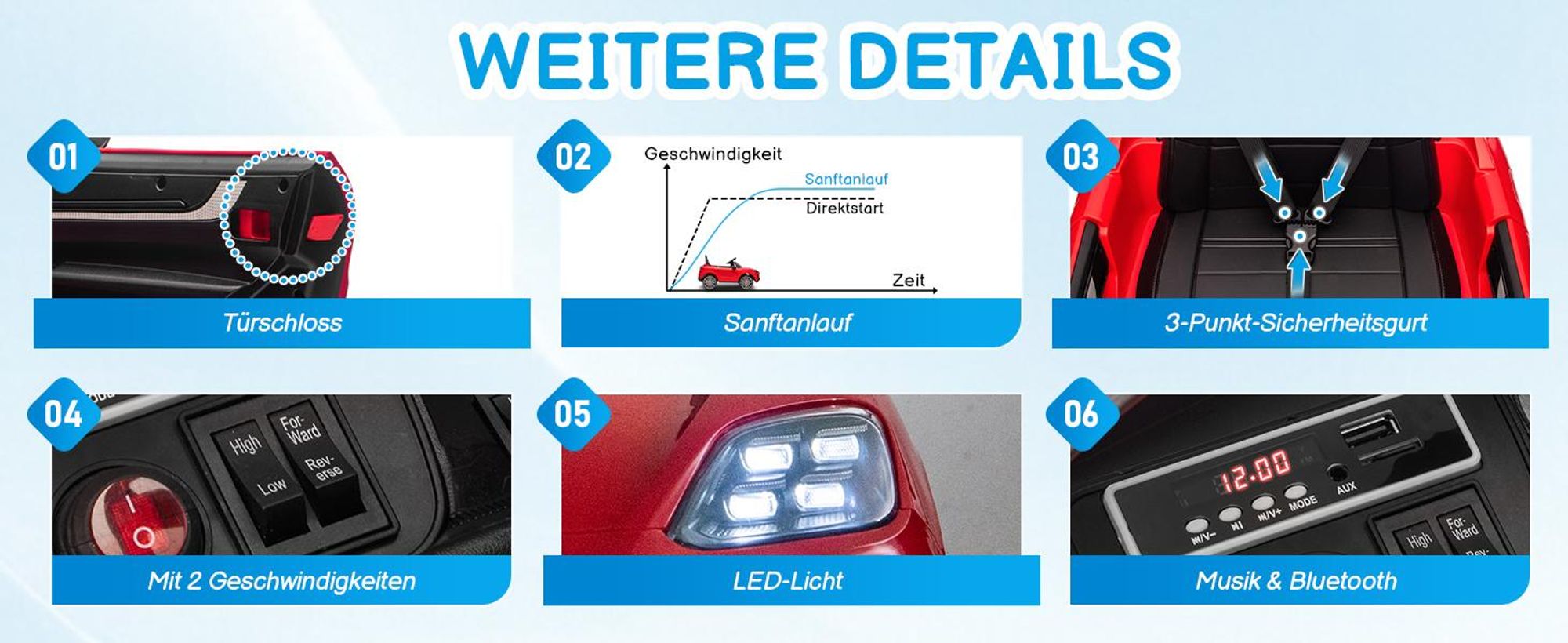 FCH Kinder Elektroauto 12V Kinderauto Elektrisch 2,4G-Fernbedienung, Porsche Cayenne Elektrofahrzeuge mit MP3, Musik, Hupe, LED-Leuchten (rot)