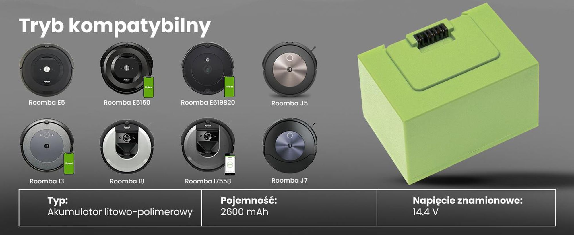 Extralink Akumulator do Roomba E5 E6 i7 14,4V 2600mAh Li-Ion
