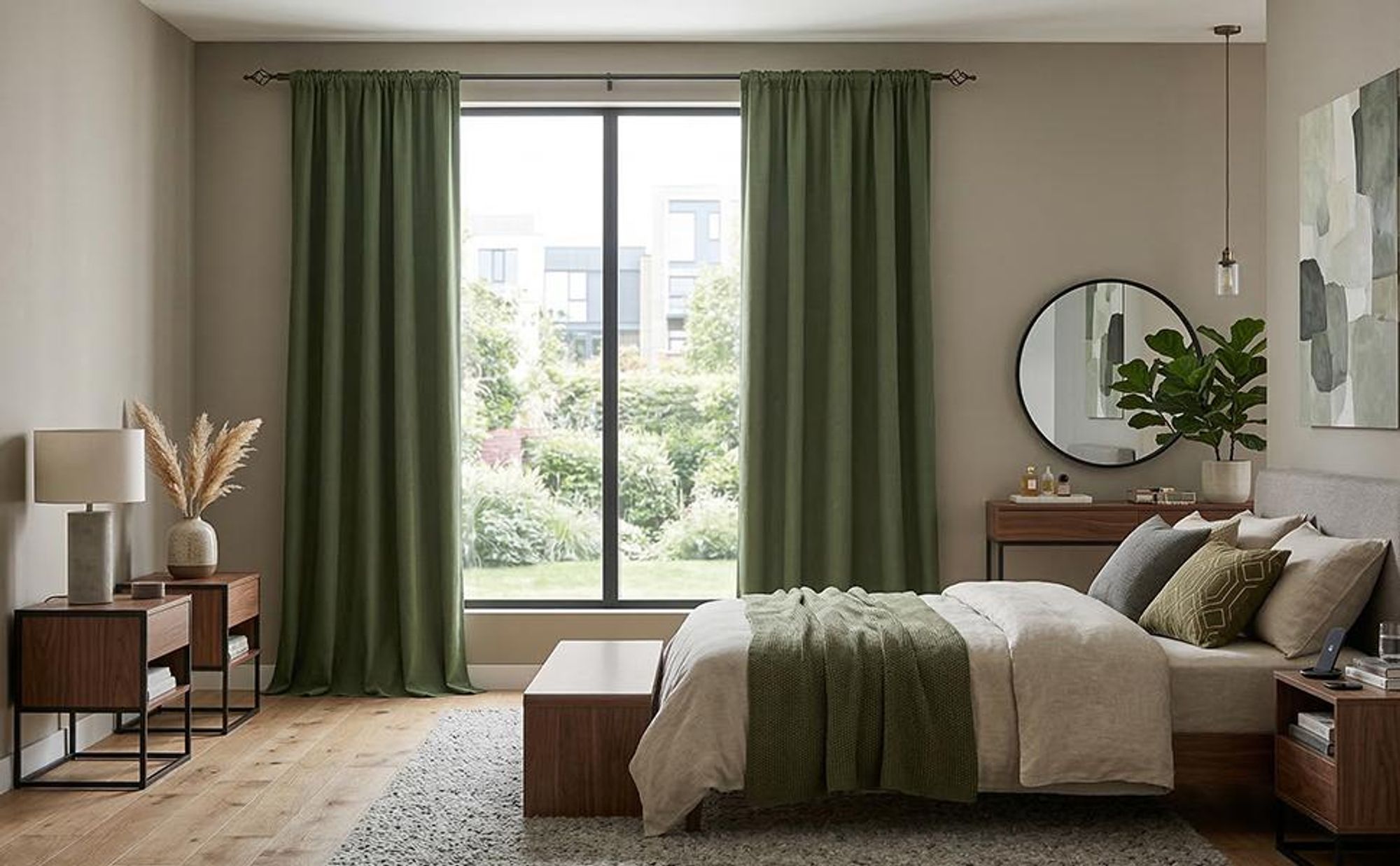 Geprägte Vorhänge Grün 2er Set Blickdicht 85% - 310GSM Thermo Gardinen Samt Vorhang 132x274cm Verdunkelungsvorhang mit Multifunktionsband Kräuselband Wohnzimmer Schlafzimmer
